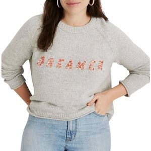Madewell Dreamer Embroidered Keaton Pullover Sweater Alpaca Blend Size XL